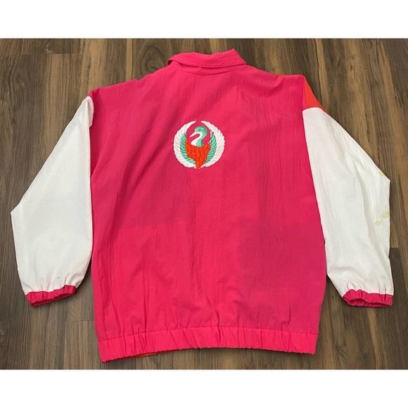 VTG Lana Lee Canada lightweight colorblock stitched graphic windbreaker jacket - Picture 1 of 6
